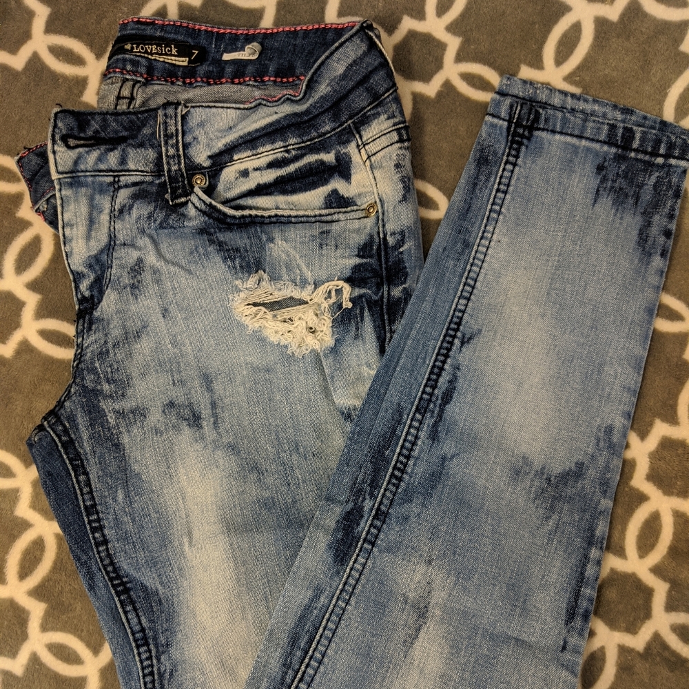 Distressed Acid Wash Hot Topic Skinny Jeans